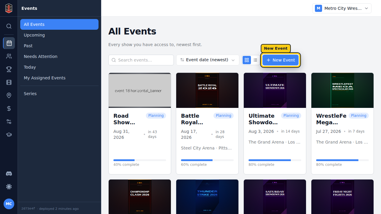 The All Events list